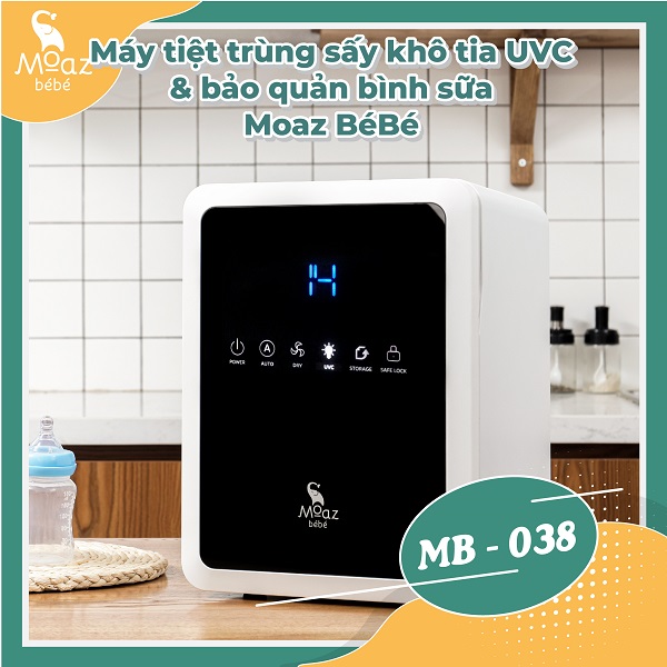 Máy tiệt trùng sấy khô tia UVC và bảo quản bình sữa Moaz BéBé MB – 038
