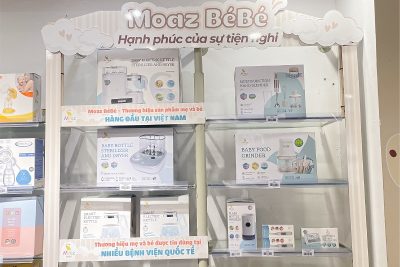 Khu đặt sản phẩm Moaz BéBé tại bibo Mart được thay áo mới