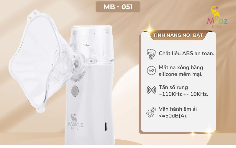 Máy xông khí dung Moaz BeBe MB – 051 hỗ trợ điều trị viêm họng