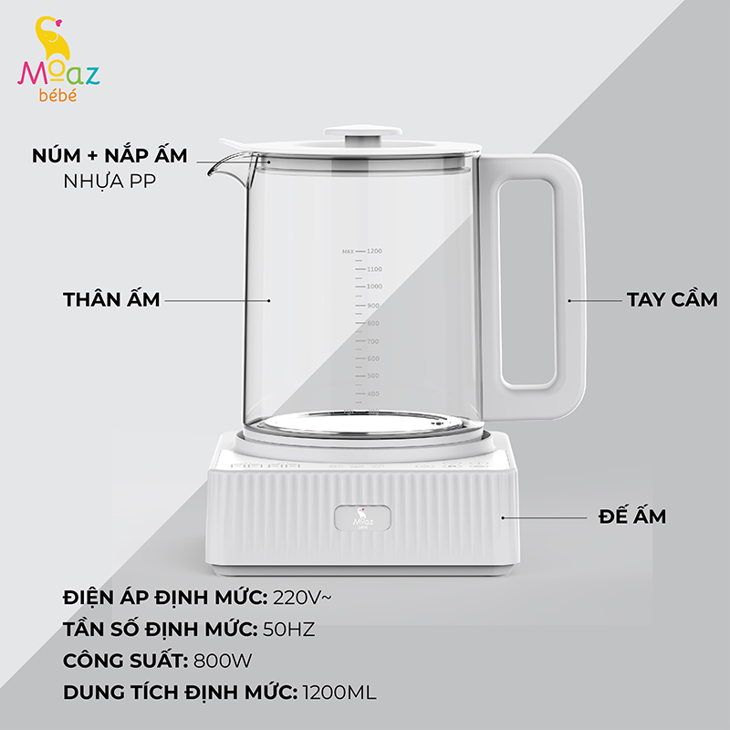 cấu tạo bình đun nước pha sữa mb055