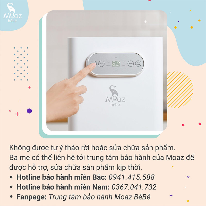 su dung may rua binh sua moaz bebe mb035