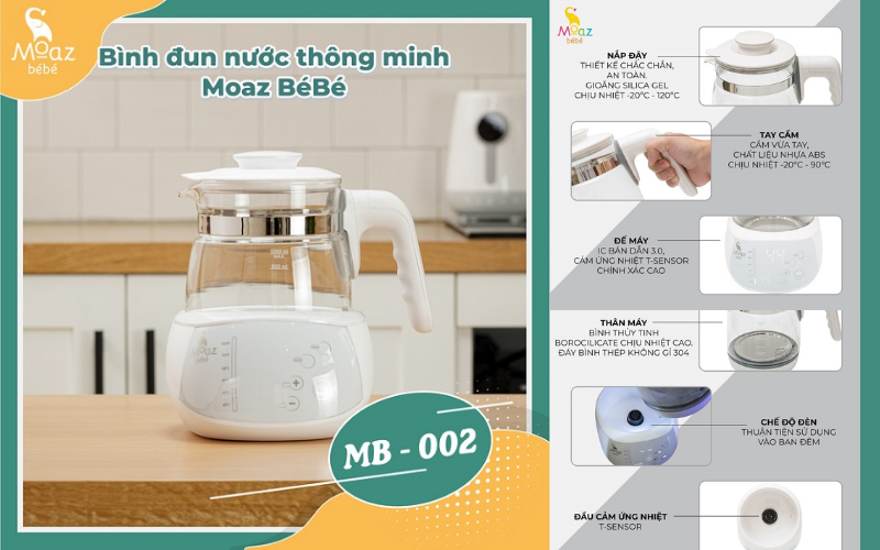 Bình đun nước pha sữa MB - 002 giúp mẹ pha sữa công thức cho bé chuẩn khoa học