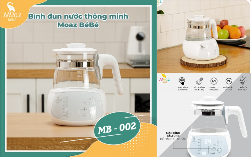 Bình đun nước thông minh Mb - 002 giúp mẹ đun nước pha sữa công thức chuẩn nhiệt độ cho con