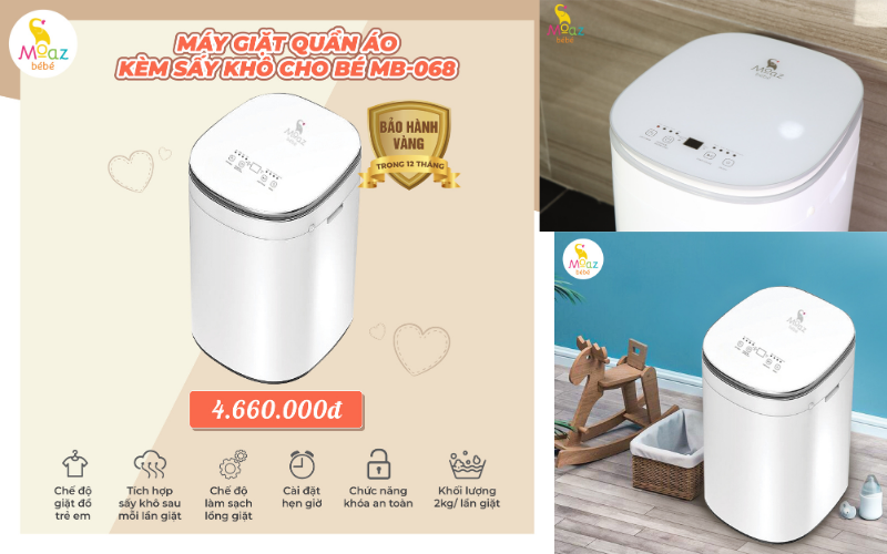 Máy giặt & sấy khô quần áo cho bé nhanh chóng, tiện lợi MB - 068