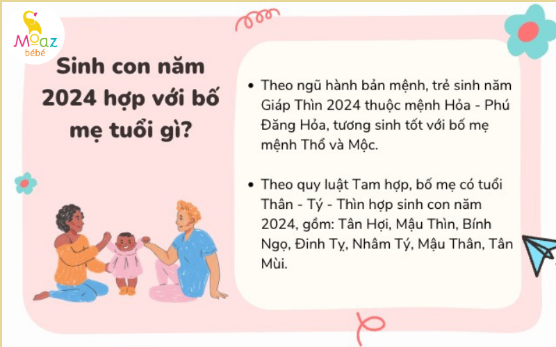 Sinh con năm 2024 hợp tuổi bố mẹ giúp con mạnh khỏe, gia đình hoà thuận gặp nhiều điều may