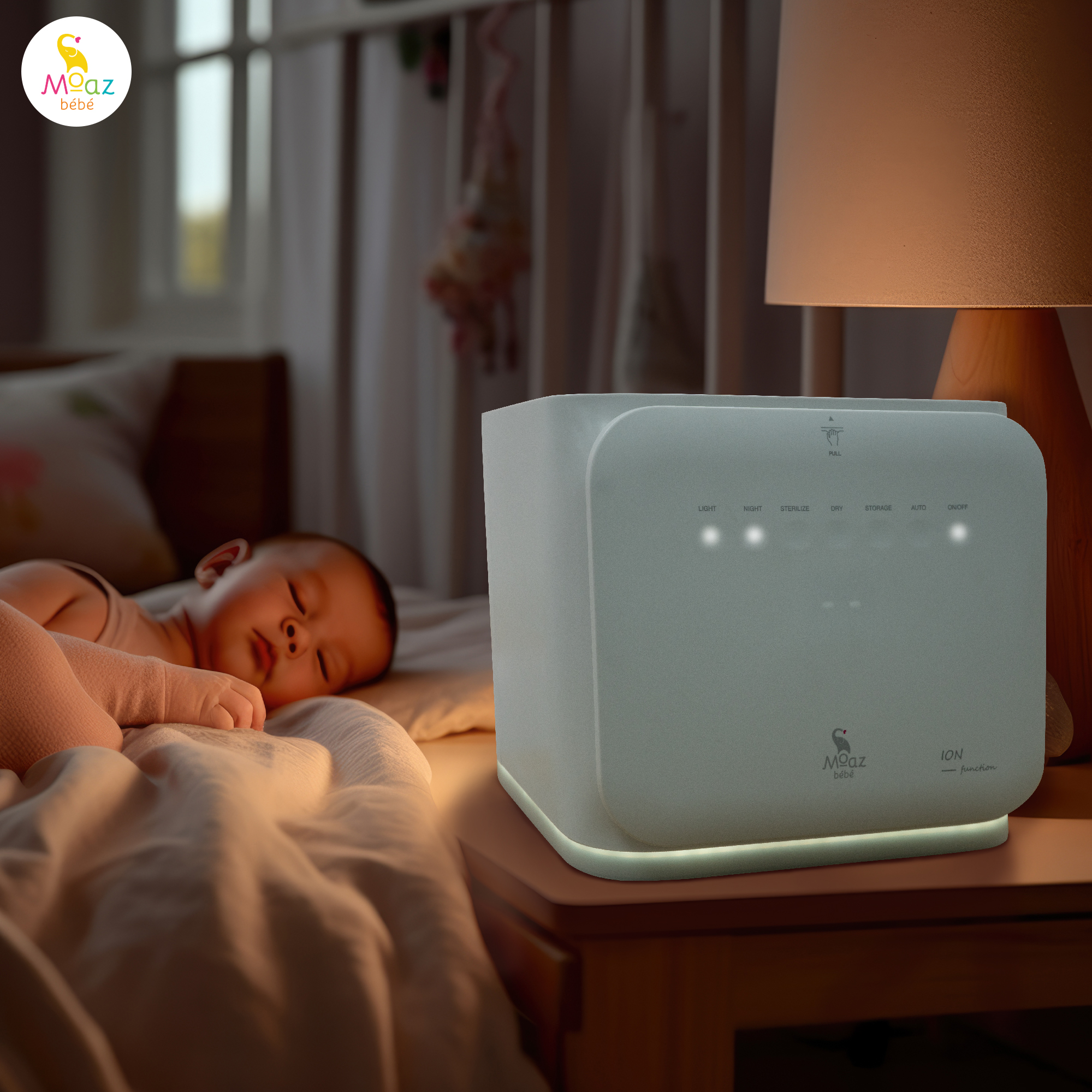 Máy tiệt trùng sấy khô bình sữa bằng tia UVC-ION Moaz BéBé MB - 089 1 BOI CANH 2