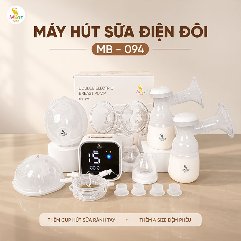 Cập nhật phiên bản mới của Máy hút sữa điện đôi Moaz BéBé MB – 094: Giúp mẹ hút sữa thảnh thơi hơn 1 may hut sua dien doi mb094 17