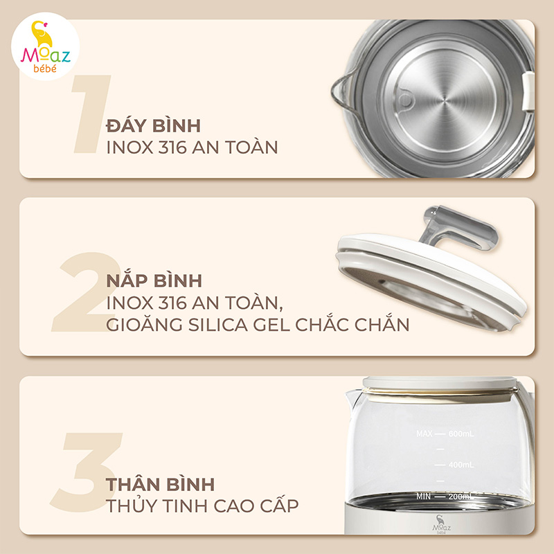 Cấu tạo bình đun nước mini mb099