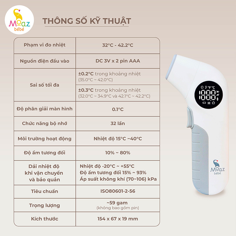 Thông số kỹ thuật nhiệt kế hồng ngoại mb097