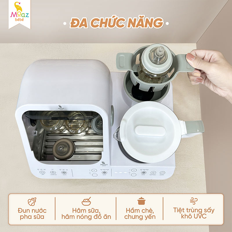 cấu tạo máy tiệt trùng hâm sữa đun nước đa năng Moaz BeBe MB096
