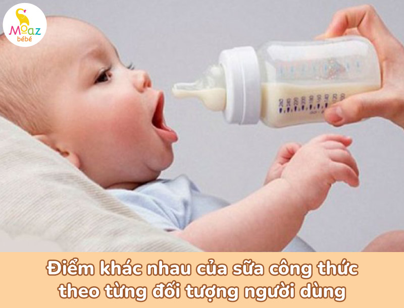 khác nhau của sữa công thức theo từng đối tượng người dùng