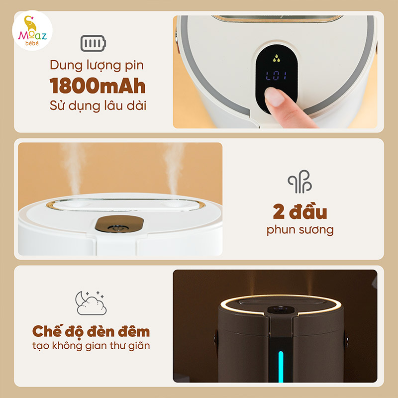 Máy phun sương tạo ẩm xách tay cho bé Moaz BéBé MB - 116 2 may phun suong cho be mb116 5