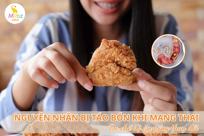 táo bón khi mang thai do ăn uống