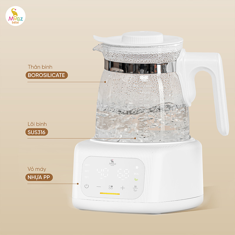 Bình đun nước pha sữa Moaz BéBé MB - 115 2 bình đun nước pha sữa mb115