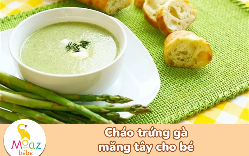 cháo trứng gà măng tây