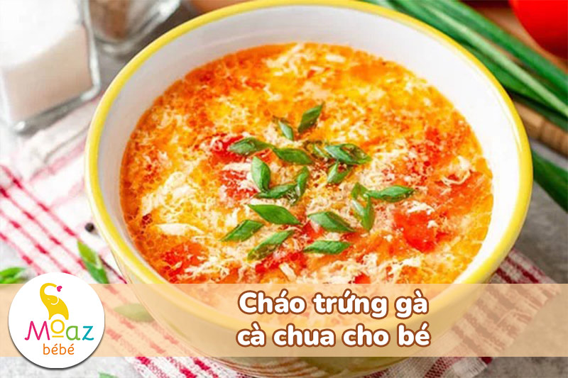 Cháo trứng gà cà chua