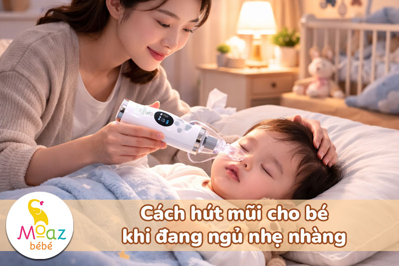 Cách hút mũi cho bé khi đang ngủ nhẹ nhàng
