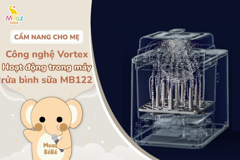 Công nghệ Vortex trong máy rửa bình sữa MB122 có gì nổi bật? 3 Công nghệ Vortex hoạt động trong máy rửa bình sữa MB122 như thế nào?