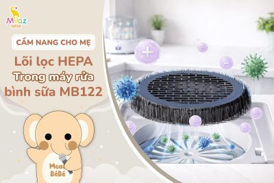 Lõi lọc HEPA trong máy rửa bình MB122 có tác dụng gì?
