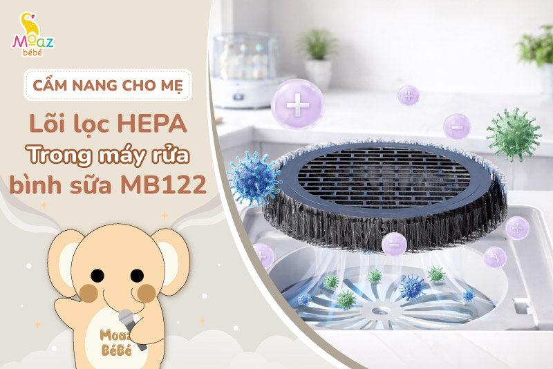 Lõi lọc HEPA trong máy rửa bình sữa MB122 có tác dụng gì? 3 Lõi lọc HEPA trong máy rửa bình MB122 có tác dụng gì?