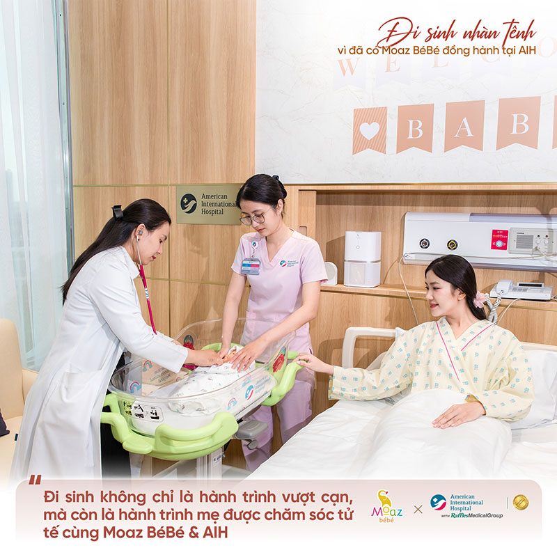 Đi sinh như đi nghỉ dưỡng tại AIH | Những ngày đầu làm mẹ được chăm sóc như “Nữ hoàng” 2 moaz bebe dong hanh cung aih 1