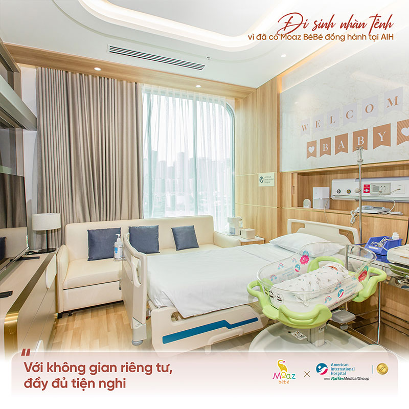 Đi sinh như đi nghỉ dưỡng tại AIH | Những ngày đầu làm mẹ được chăm sóc như “Nữ hoàng” 1 moaz bebe dong hanh cung aih 7