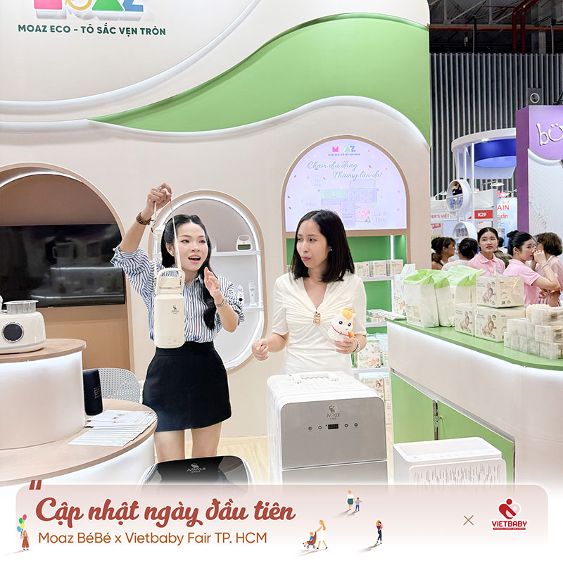 Cập nhật Vietbaby Fair TP.HCM 2026 Ngày 1: Những hoạt động tiêu biểu tại gian hàng Moaz BéBé & Moaz Eco 6 moaz bebe ngay dau tien tai viet baby fair hcm 1
