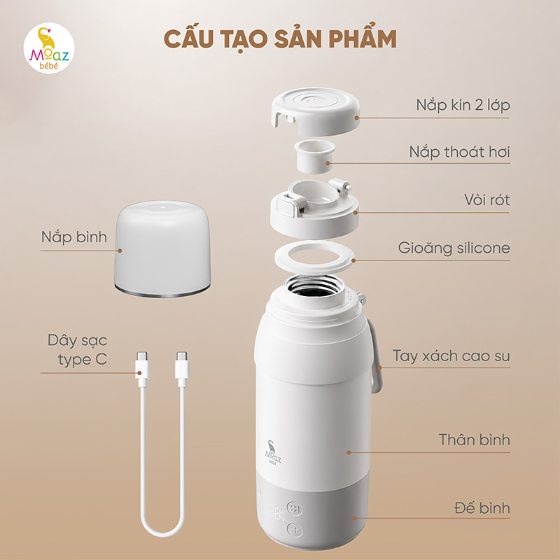 Bình đun nước cầm tay Moaz BéBé MB - 130 2 bình đun nước cầm tay mb130