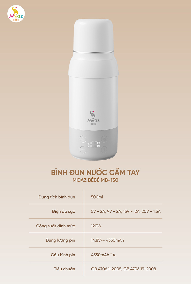 Bình đun nước cầm tay Moaz BéBé MB - 130 3 bình đun nước cầm tay mb130
