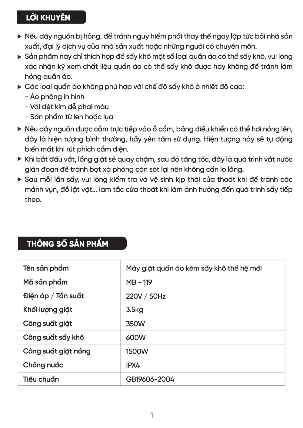 huong dan su dung may giat cho be mb119 2