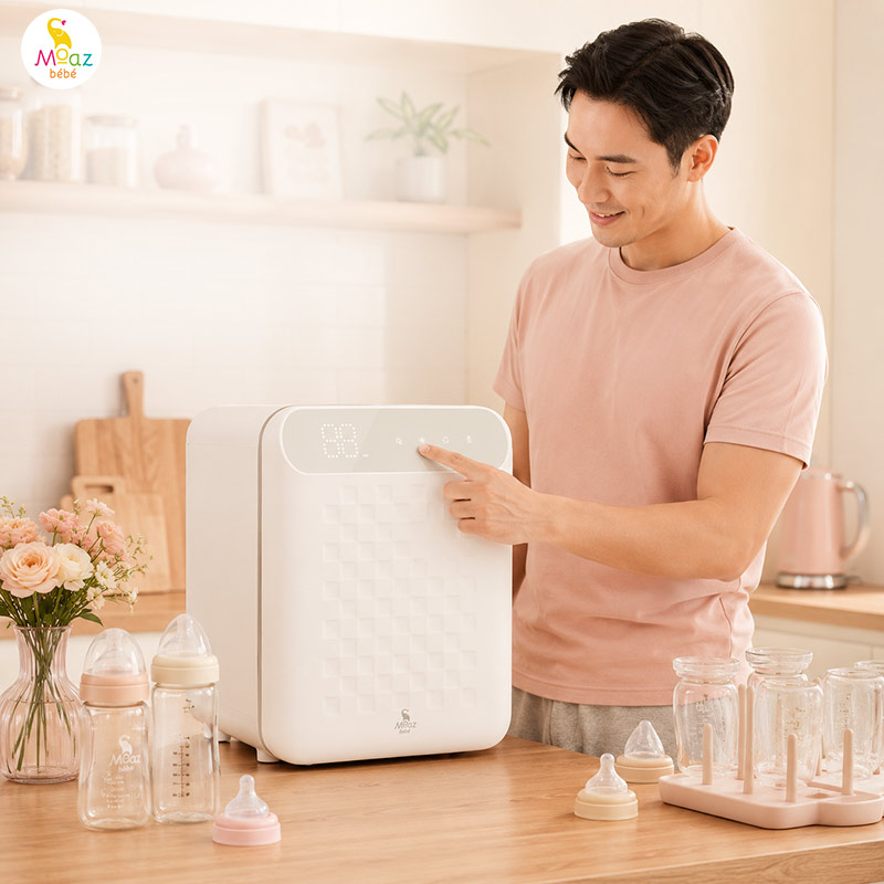 Máy tiệt trùng bình sữa giúp giảm thời gian vệ sinh và tiệt trùng