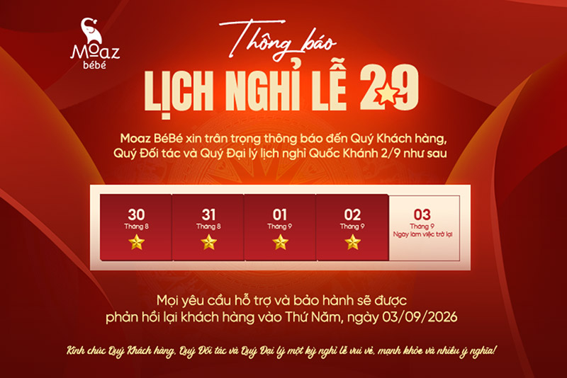 MOAZ BÉBÉ TRÂN TRỌNG THÔNG BÁO LỊCH NGHỈ LỄ 2/9 1 thong bao nghi le 2 9 moaz bebe