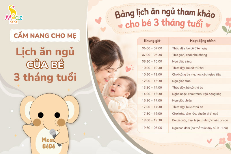 Lịch ăn ngủ của bé 3 tháng theo phương pháp EASY