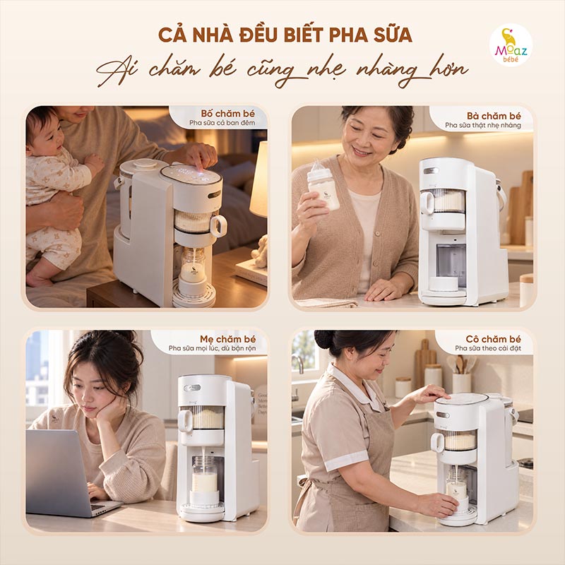 Máy pha sữa tự động Moaz BéBé MB - 135 3 máy pha sữa tự động mb135